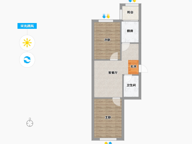 辽宁省-沈阳市-会展壹号（6，1，9，2，5，8，15，19号楼）68m²-46.04-户型库-采光通风