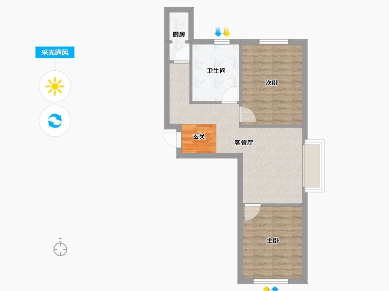 辽宁省-沈阳市-会展壹号南京南街（1号楼，17号楼，19号楼）79m²-53.52-户型库-采光通风