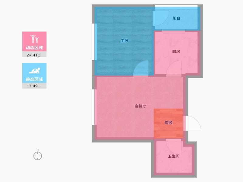 辽宁省-沈阳市-华府丹郡南京南街（16号楼，17号楼）47m²-33.73-户型库-动静分区