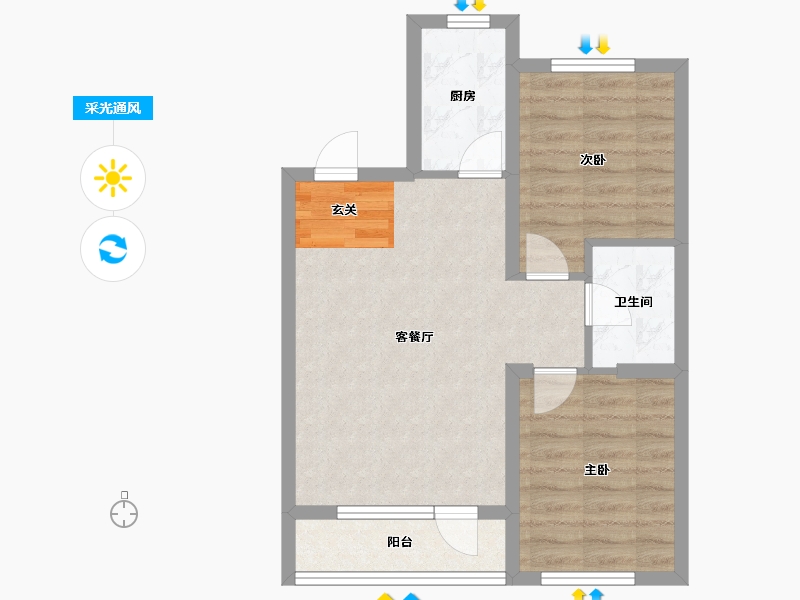 辽宁省-沈阳市-华府丹郡南京南街（16，17号楼）85m²-57.12-户型库-采光通风