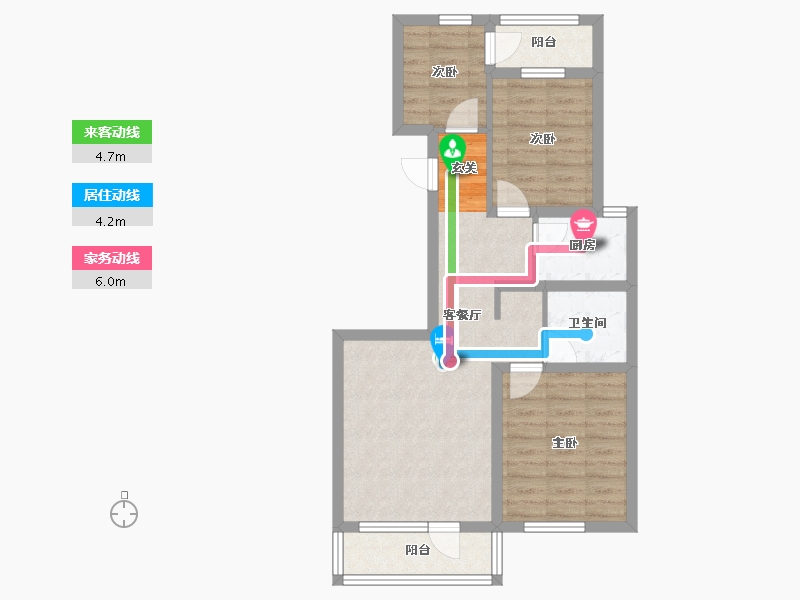 辽宁省-沈阳市-华府丹郡南京南街（16号楼，17号楼）93m²-65.11-户型库-动静线