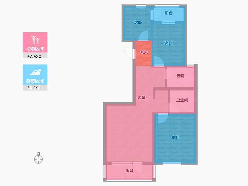 辽宁省-沈阳市-华府丹郡南京南街（16号楼，17号楼）93m²-65.11-户型库-动静分区