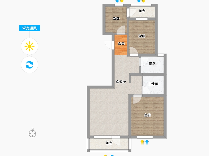 辽宁省-沈阳市-华府丹郡南京南街（16号楼，17号楼）93m²-65.11-户型库-采光通风