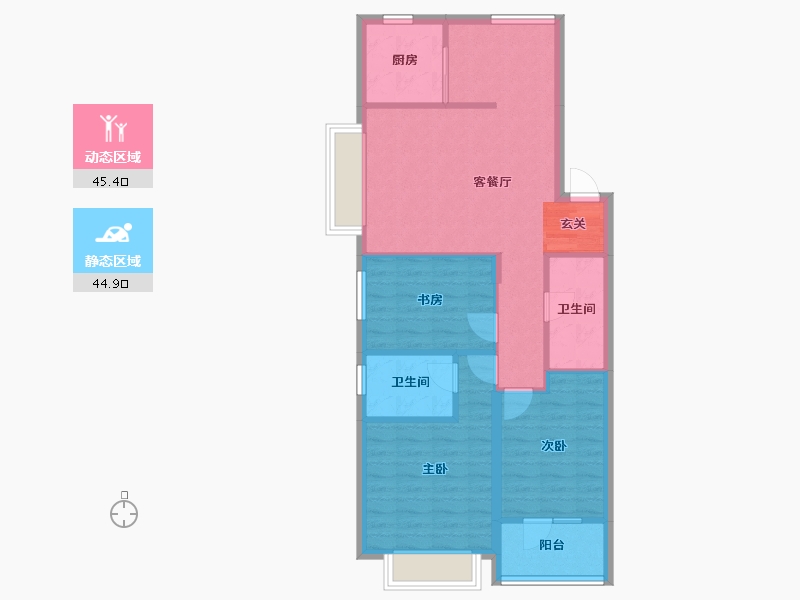 辽宁省-沈阳市-华府丹郡南京南街（B11，12号楼）111m²-81.30-户型库-动静分区