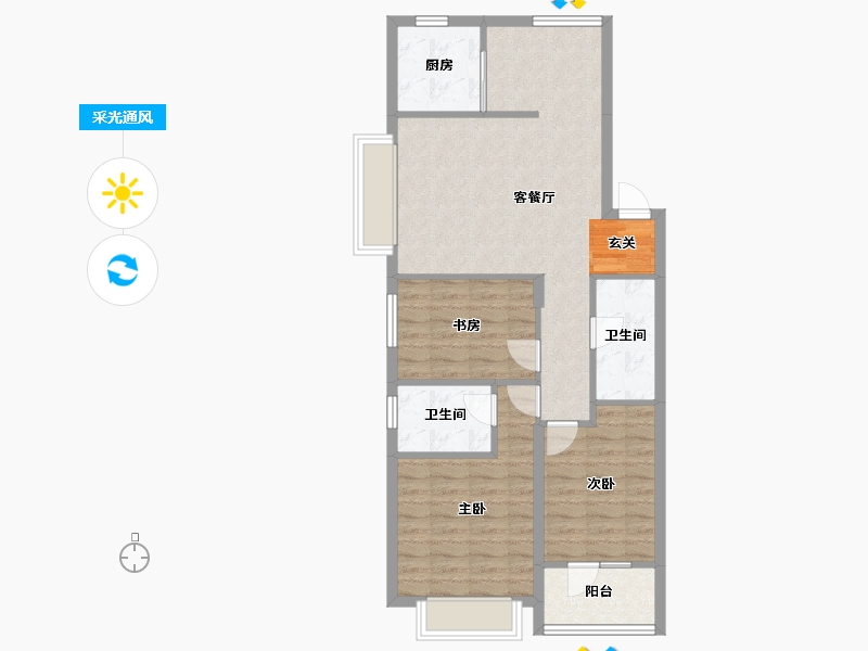 辽宁省-沈阳市-华府丹郡南京南街（B11，12号楼）111m²-81.30-户型库-采光通风