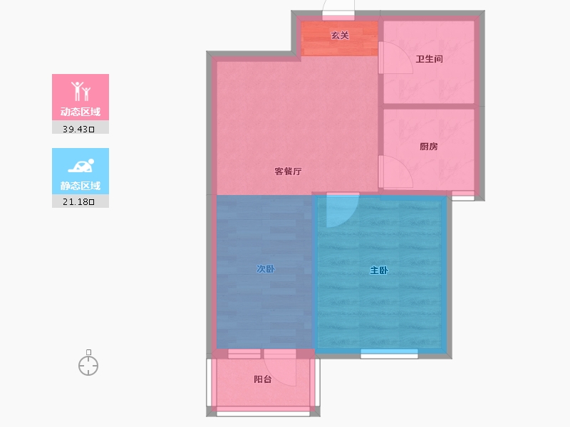 辽宁省-沈阳市-华府丹郡南京南街1009-B13号（B13）64m²-46.31-户型库-动静分区