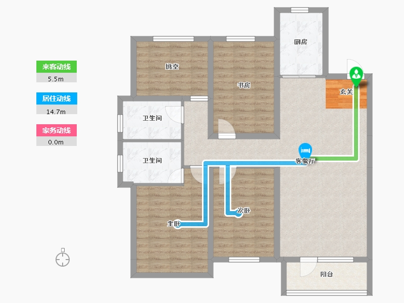 辽宁省-沈阳市-广厦绿园元江街（2号楼，1号楼）129m²-96.17-户型库-动静线