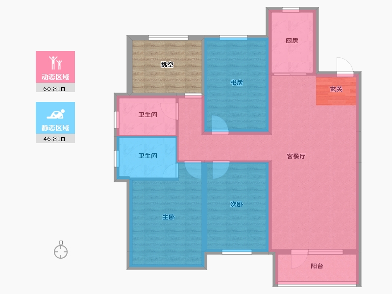 辽宁省-沈阳市-广厦绿园元江街（2号楼，1号楼）129m²-96.17-户型库-动静分区