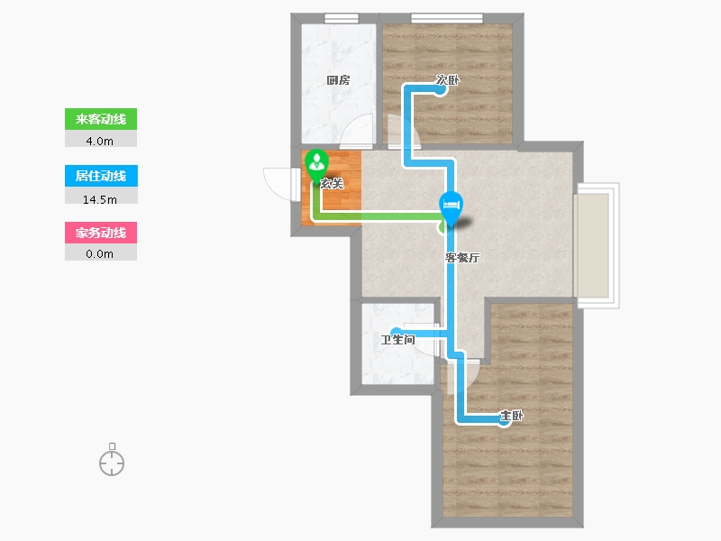 辽宁省-沈阳市-广厦绿园元江街（16，17栋）77m²-52.54-户型库-动静线