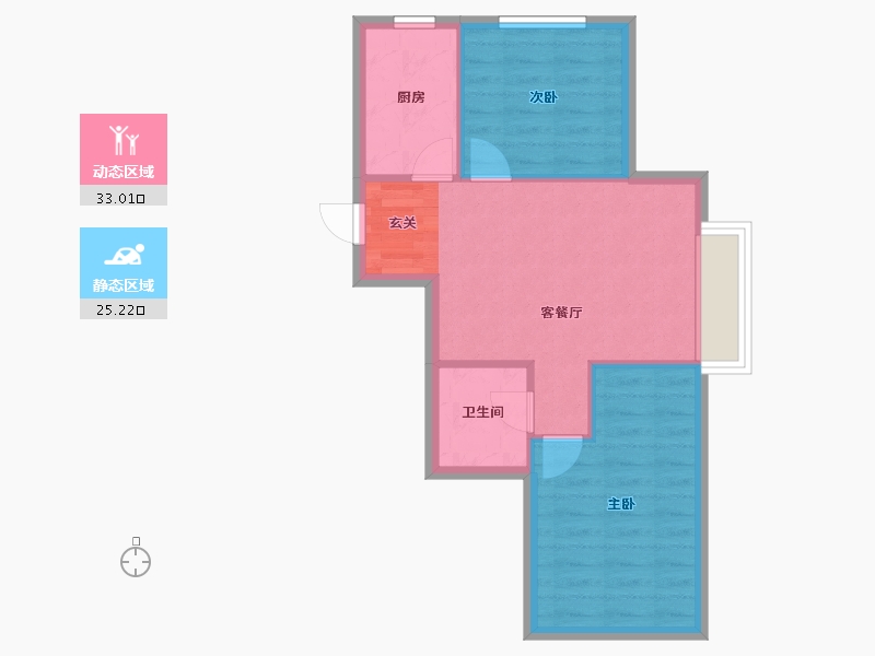 辽宁省-沈阳市-广厦绿园元江街（16，17栋）77m²-52.54-户型库-动静分区