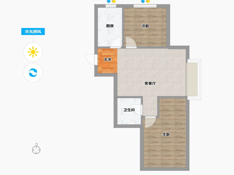 辽宁省-沈阳市-广厦绿园元江街（16，17栋）77m²-52.54-户型库-采光通风