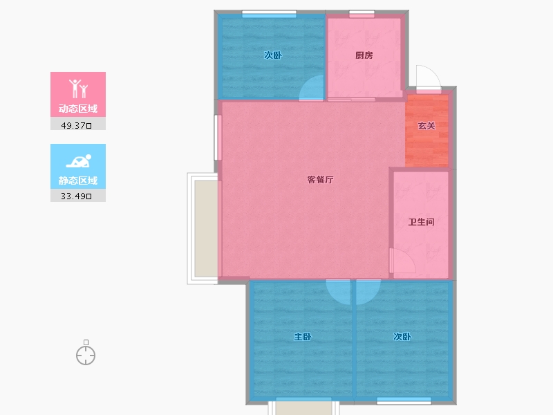 辽宁省-沈阳市-广厦绿园松山西路（11号，12，8号楼）109m²-76.18-户型库-动静分区