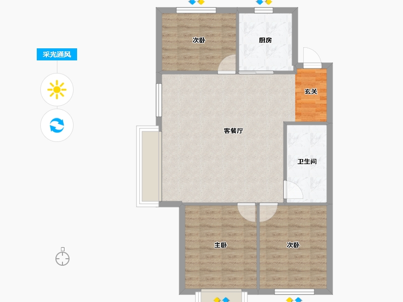 辽宁省-沈阳市-广厦绿园松山西路（11号，12，8号楼）109m²-76.18-户型库-采光通风