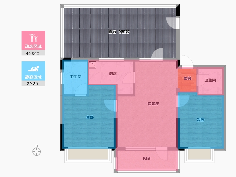 辽宁省-沈阳市-澳海南樾府银杏路（22号楼，26号楼）85m²-87.88-户型库-动静分区