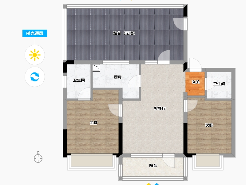 辽宁省-沈阳市-澳海南樾府银杏路（22号楼，26号楼）85m²-87.88-户型库-采光通风