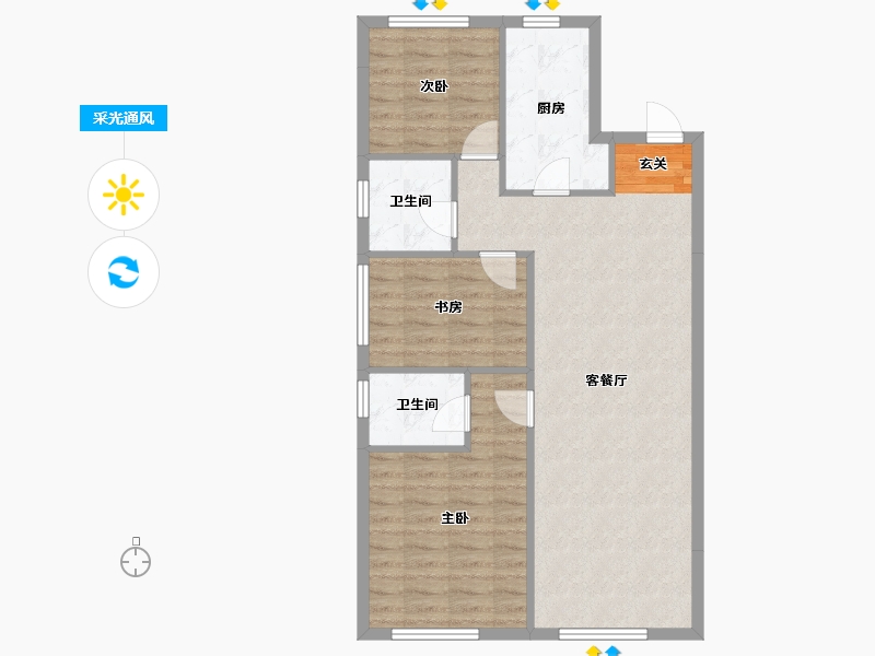 辽宁省-沈阳市-澳海南樾府苏家屯区银杏路88号（11号楼，18号楼）105m²-81.80-户型库-采光通风