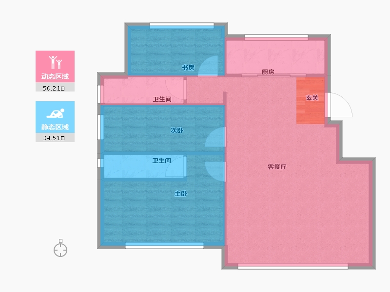 辽宁省-沈阳市-澳海南樾府银杏路88（4号楼，5号楼）98m²-77.45-户型库-动静分区