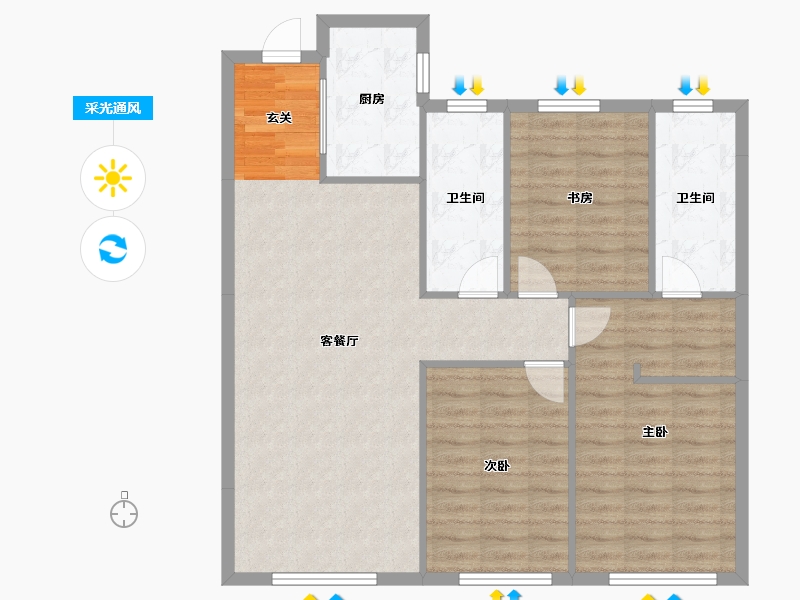 辽宁省-沈阳市-澳海南樾府苏家屯区银杏路88号-11（11号楼）120m²-94.48-户型库-采光通风