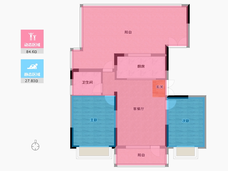 辽宁省-沈阳市-澳海南樾府银杏路（21号楼，23号楼）87m²-101.80-户型库-动静分区