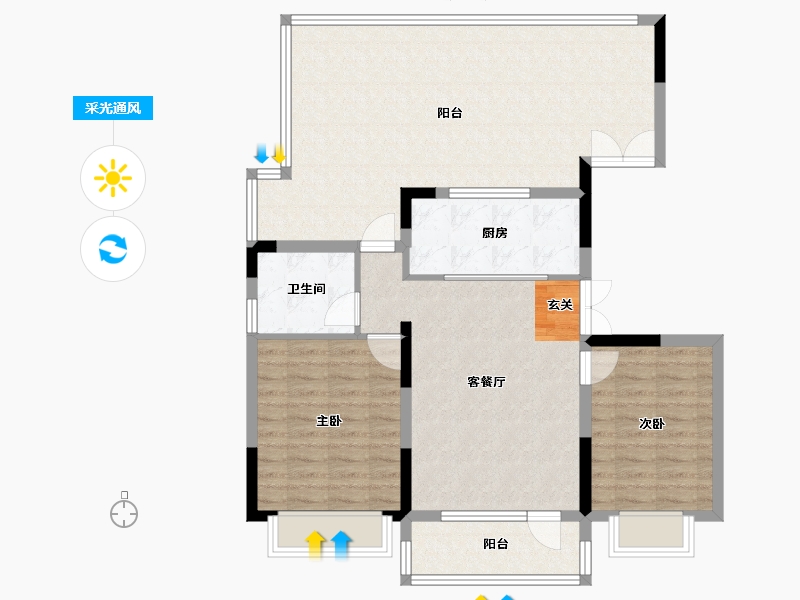 辽宁省-沈阳市-澳海南樾府银杏路（21号楼，23号楼）87m²-101.80-户型库-采光通风