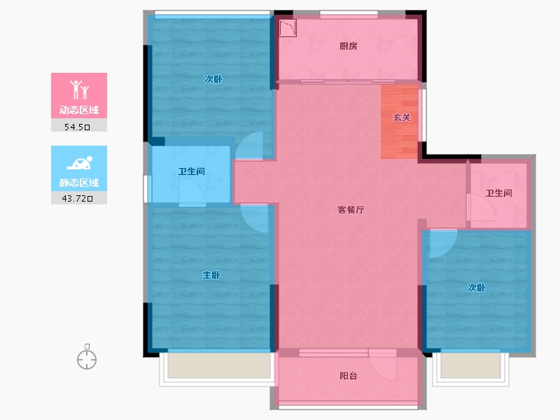 辽宁省-沈阳市-澳海南樾府银杏路（22号楼，26号楼）119m²-88.24-户型库-动静分区