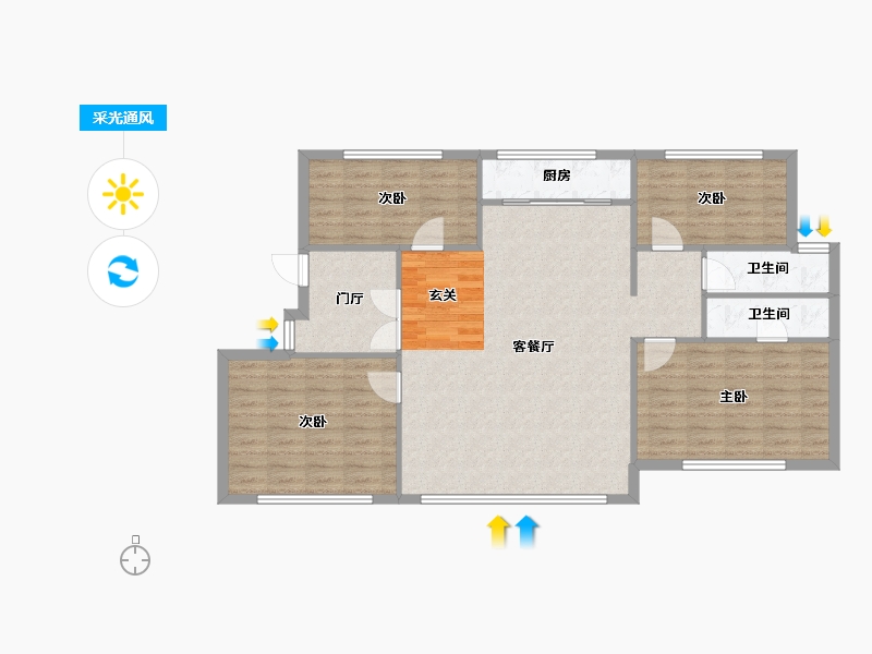 辽宁省-沈阳市-澳海南樾府银杏路（13，6，8，9，12号楼）132m²-104.85-户型库-采光通风