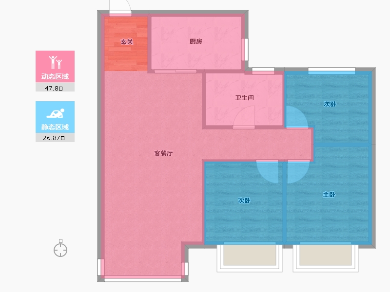 辽宁省-沈阳市-恒大文化旅游城菩提路（32号楼，33号楼）98m²-67.81-户型库-动静分区