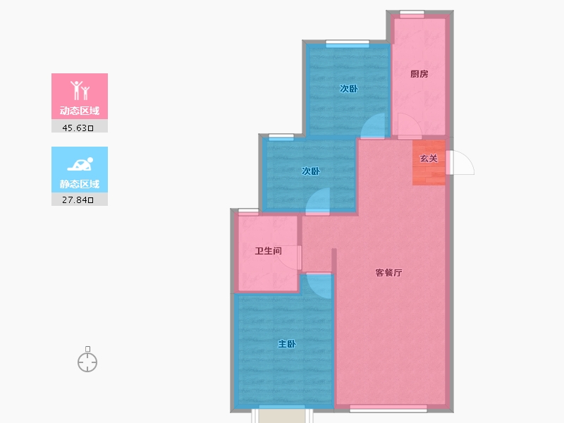 辽宁省-沈阳市-恒大文化旅游城菩提路（32，33号楼）98m²-66.53-户型库-动静分区