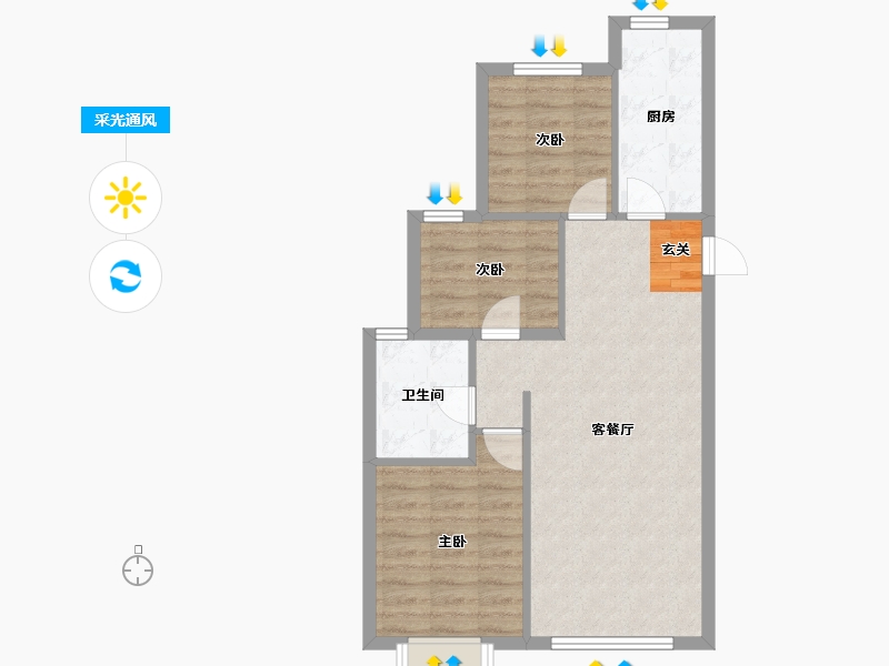 辽宁省-沈阳市-恒大文化旅游城菩提路（32，33号楼）98m²-66.53-户型库-采光通风