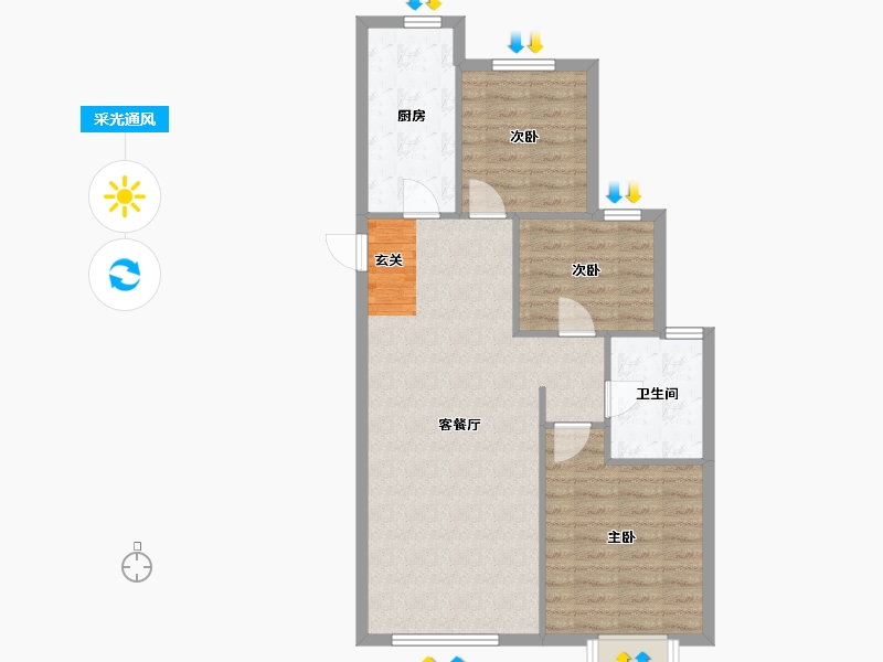 辽宁省-沈阳市-恒大文化旅游城（2号楼，3号楼，10号楼）98m²-78.39-户型库-采光通风