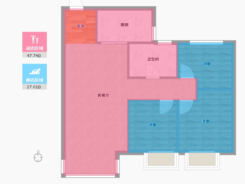 辽宁省-沈阳市-恒大文化旅游城（2号楼，3号楼，10号楼）98m²-67.93-户型库-动静分区