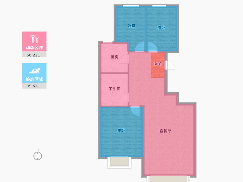 辽宁省-沈阳市-恒大文化旅游城胜林路18-7号（7号楼）104m²-83.20-户型库-动静分区