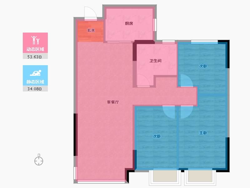 辽宁省-沈阳市-恒大文化旅游城胜林路18-6号（6号楼）113m²-79.27-户型库-动静分区