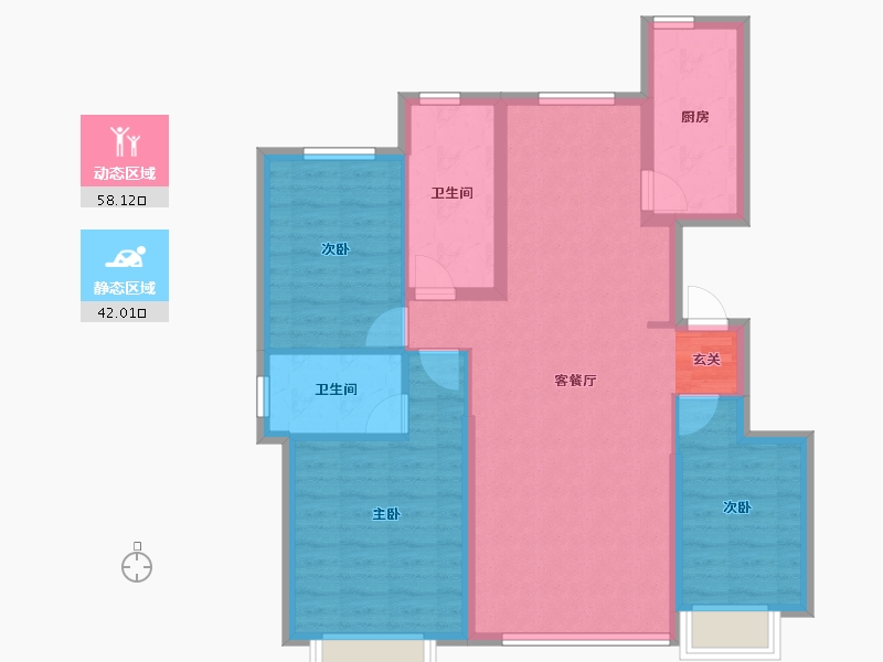 辽宁省-沈阳市-恒大文化旅游城菩提路（8号楼,3号楼）123m²-89.74-户型库-动静分区