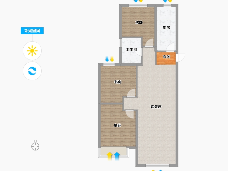 辽宁省-沈阳市-恒大文化旅游城桃林路（2,3,4号楼）112m²-89.60-户型库-采光通风