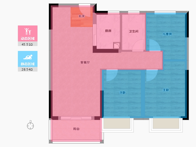 湖北省-武汉市-融创城-65.80-户型库-动静分区