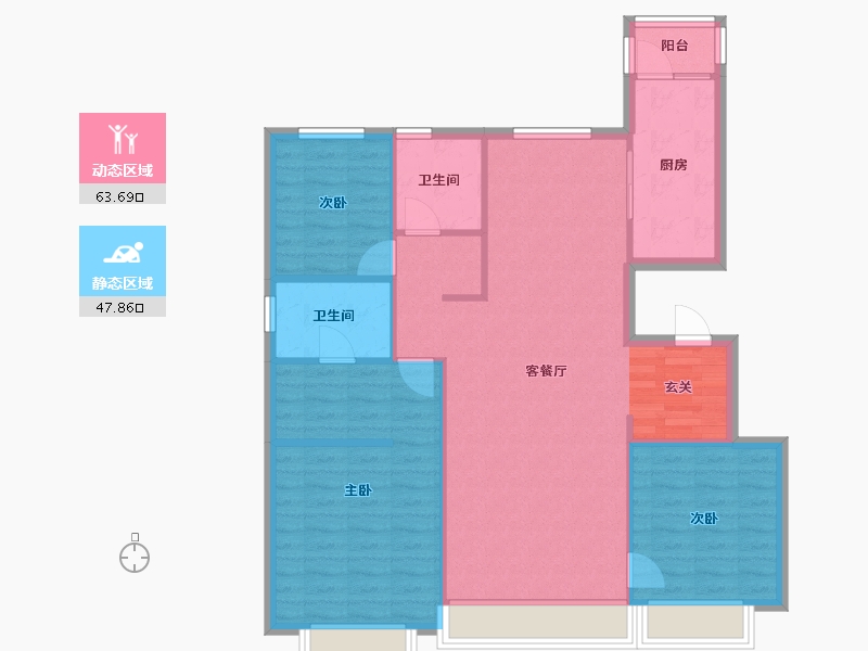 辽宁省-沈阳市-恒大文化旅游城菩提路111-7号（7号楼）134m²-101.94-户型库-动静分区