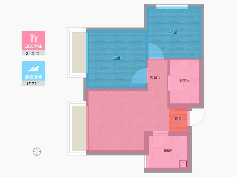 辽宁省-沈阳市-宏发浣花溪55平户型55㎡-35.62-户型库-动静分区