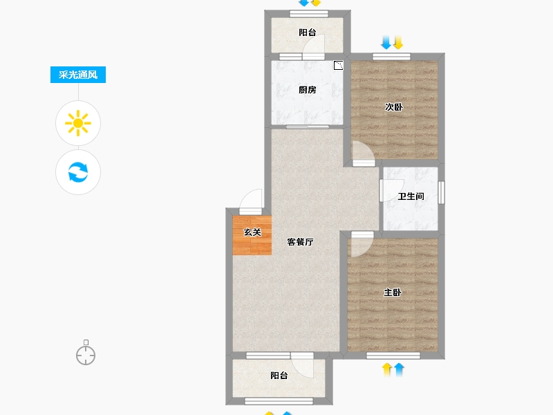 辽宁省-沈阳市-宏发浣花溪85平户型85㎡-70.17-户型库-采光通风