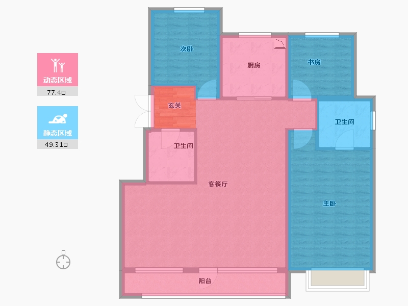 辽宁省-沈阳市-龙湖九里颐和143平143㎡-114.40-户型库-动静分区