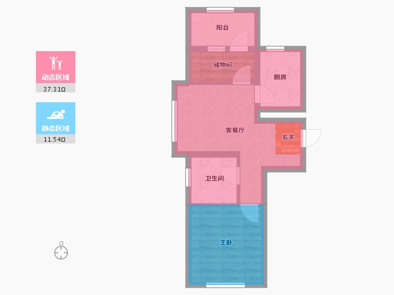 辽宁省-沈阳市-金地悦时光千山西路58-15号（C28）63m²-42.41-户型库-动静分区