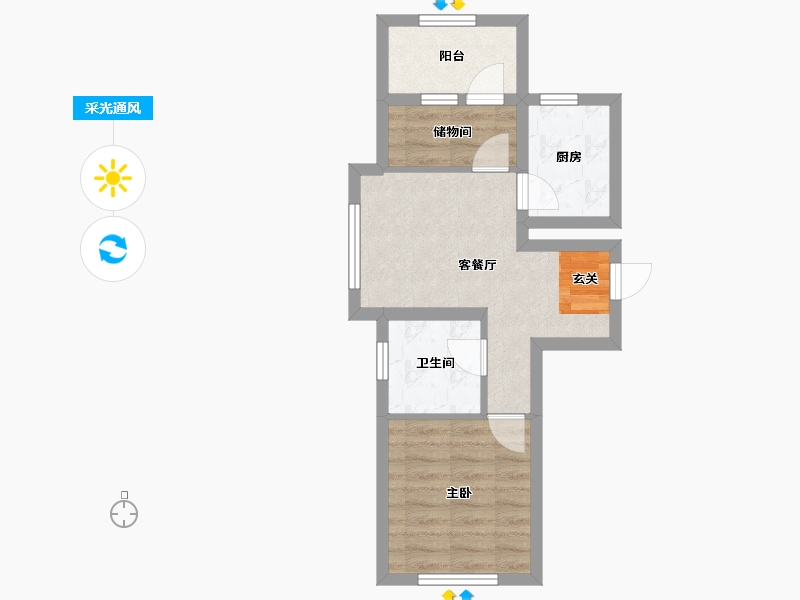 辽宁省-沈阳市-金地悦时光千山西路58-15号（C28）63m²-42.41-户型库-采光通风