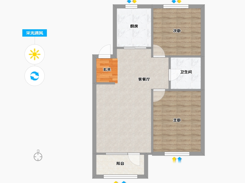 辽宁省-沈阳市-金地悦时光千山西路（C5，C6）77m²-63.27-户型库-采光通风