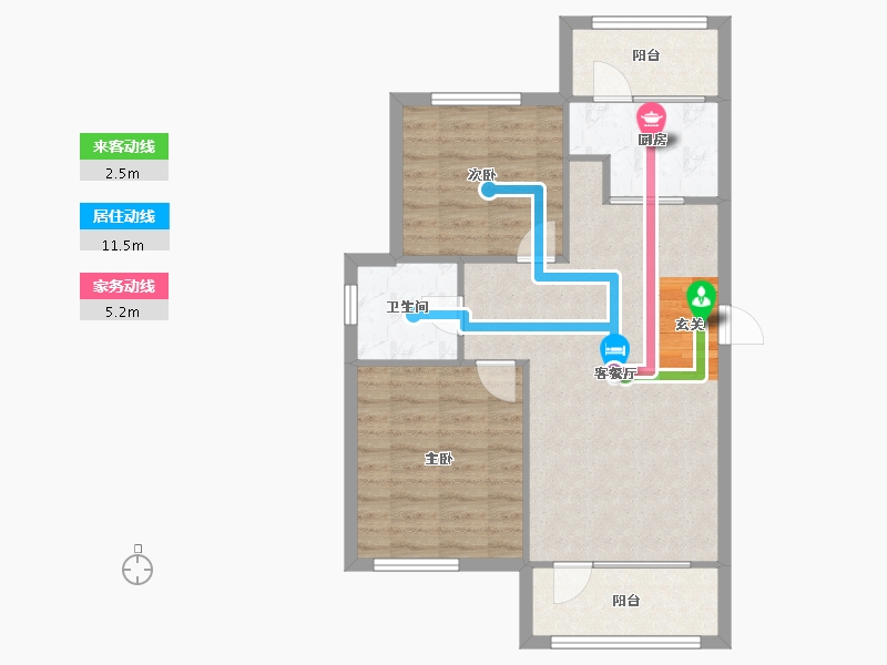 辽宁省-沈阳市-金地悦时光88m²-70.40-户型库-动静线