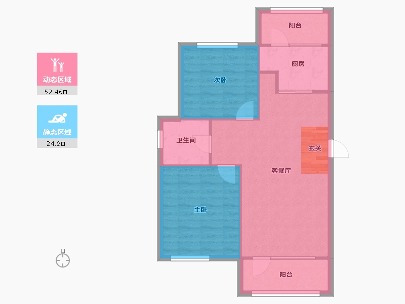 辽宁省-沈阳市-金地悦时光88m²-70.40-户型库-动静分区