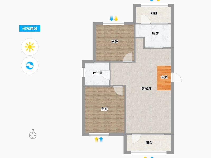 辽宁省-沈阳市-金地悦时光88m²-70.40-户型库-采光通风