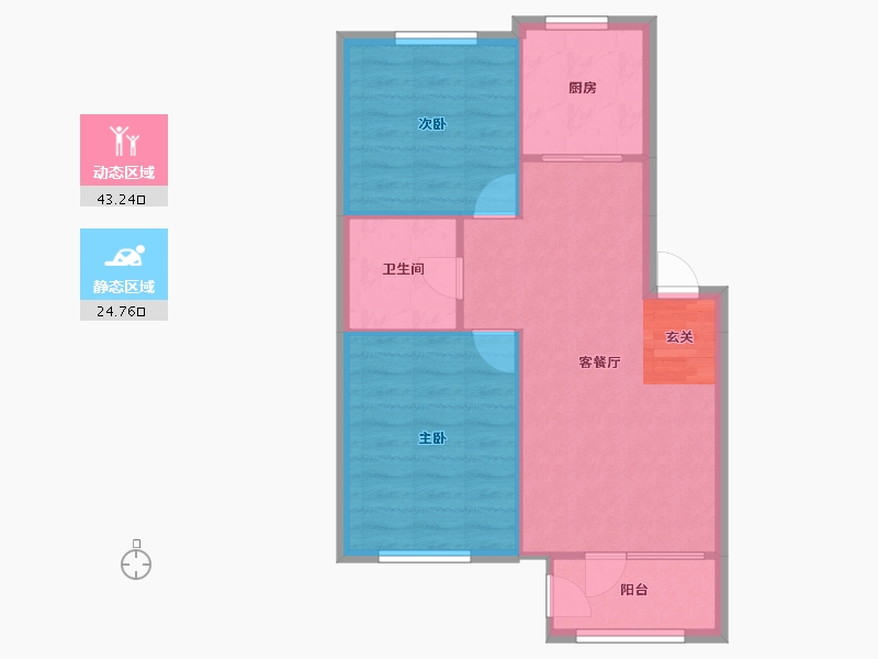 辽宁省-沈阳市-金地悦时光79㎡户型79m²-62.07-户型库-动静分区