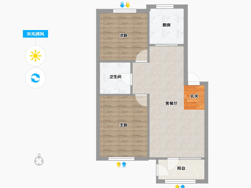 辽宁省-沈阳市-金地悦时光79㎡户型79m²-62.07-户型库-采光通风