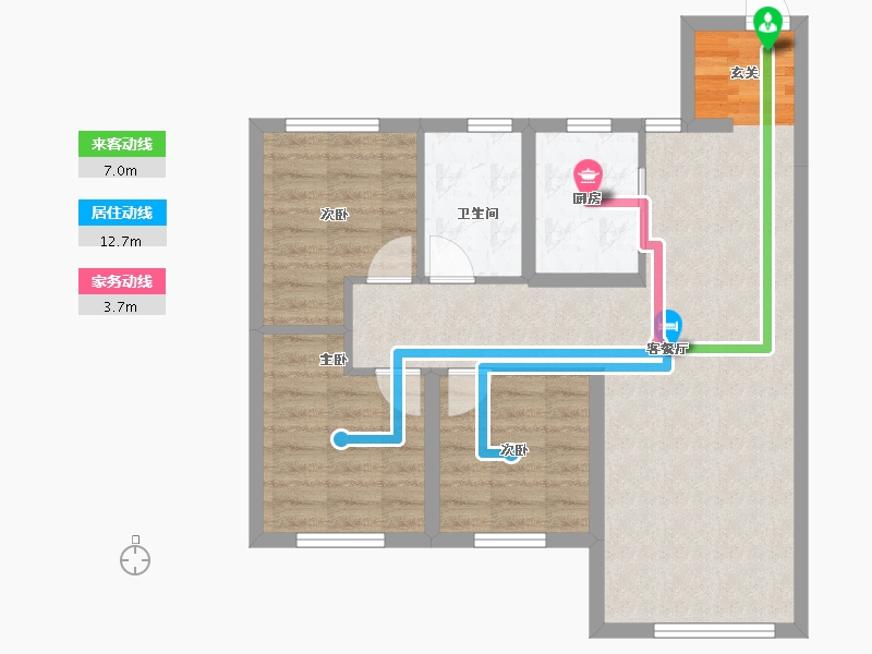 辽宁省-沈阳市-中海城和颂103户型103m²-70.90-户型库-动静线