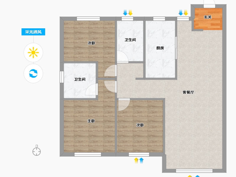 辽宁省-沈阳市-中海城115㎡户型115m²-92.01-户型库-采光通风